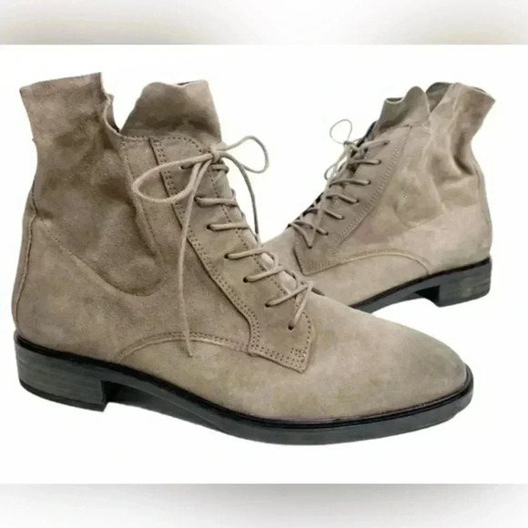 PAUL GREEN Bernadette Moto Boot COMBAT LACE UP MINERAL NUBUCK Size 8 $450 - Picture 2 of 5